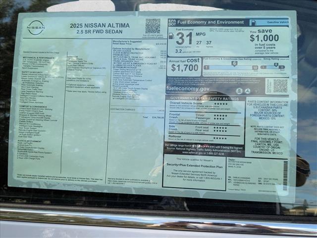new 2025 Nissan Altima car, priced at $32,826