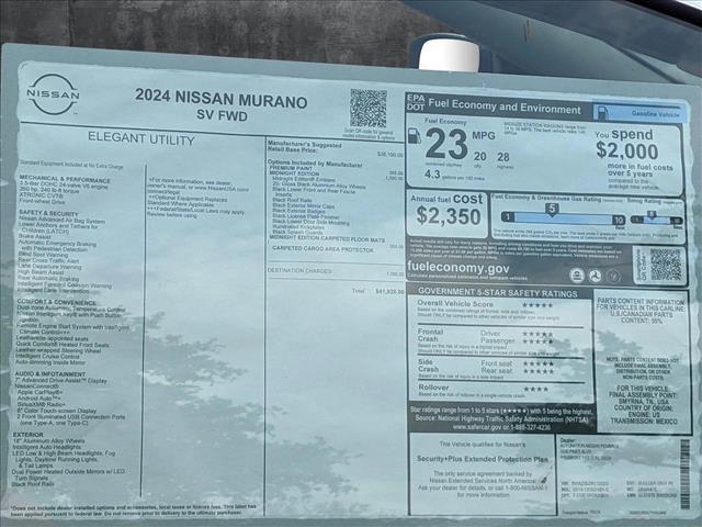 new 2024 Nissan Murano car, priced at $35,567