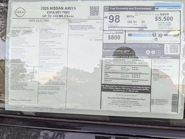 new 2025 Nissan ARIYA car, priced at $44,817