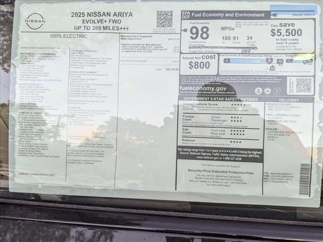new 2025 Nissan ARIYA car, priced at $37,317