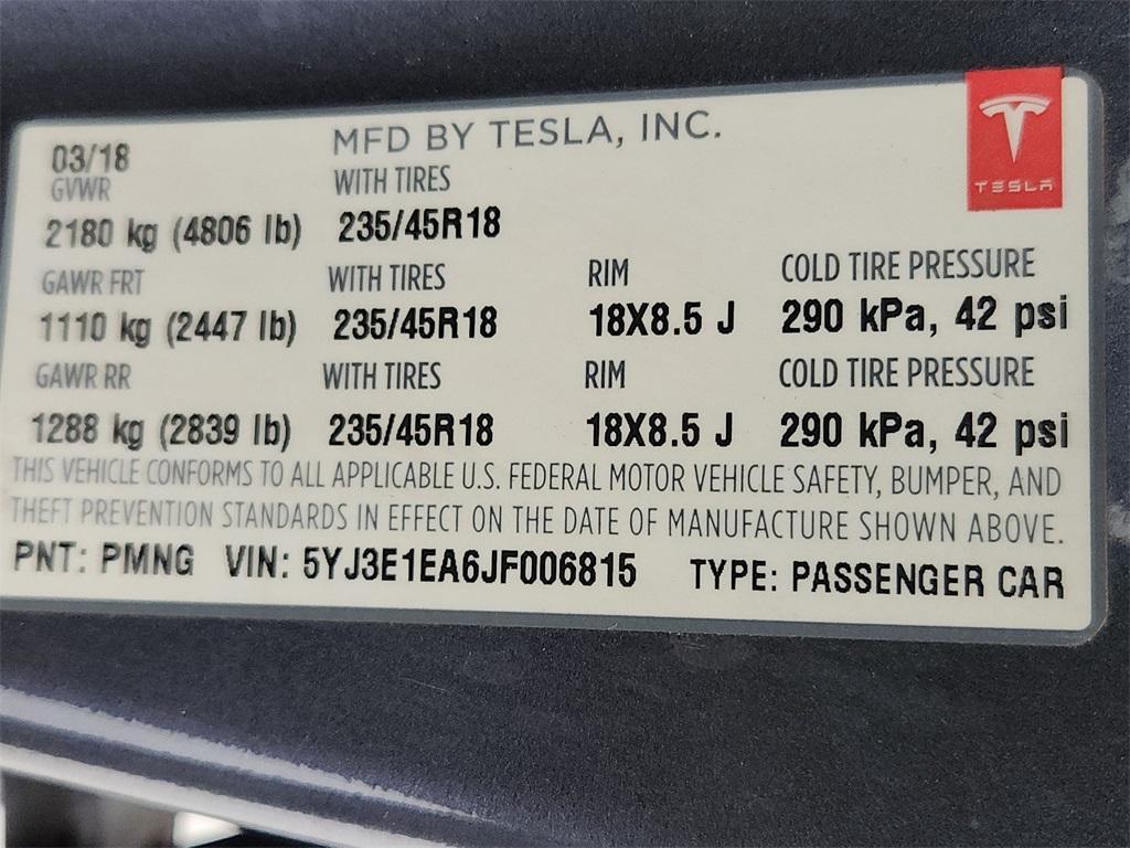 used 2018 Tesla Model 3 car, priced at $18,591
