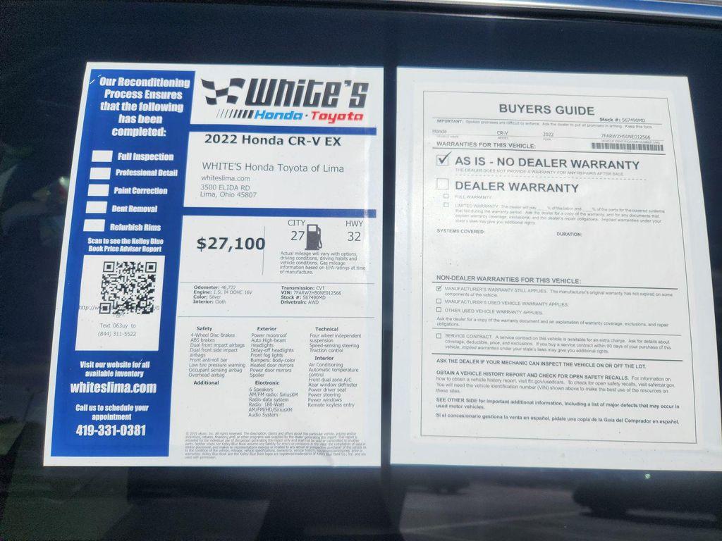 used 2022 Honda CR-V car, priced at $27,100