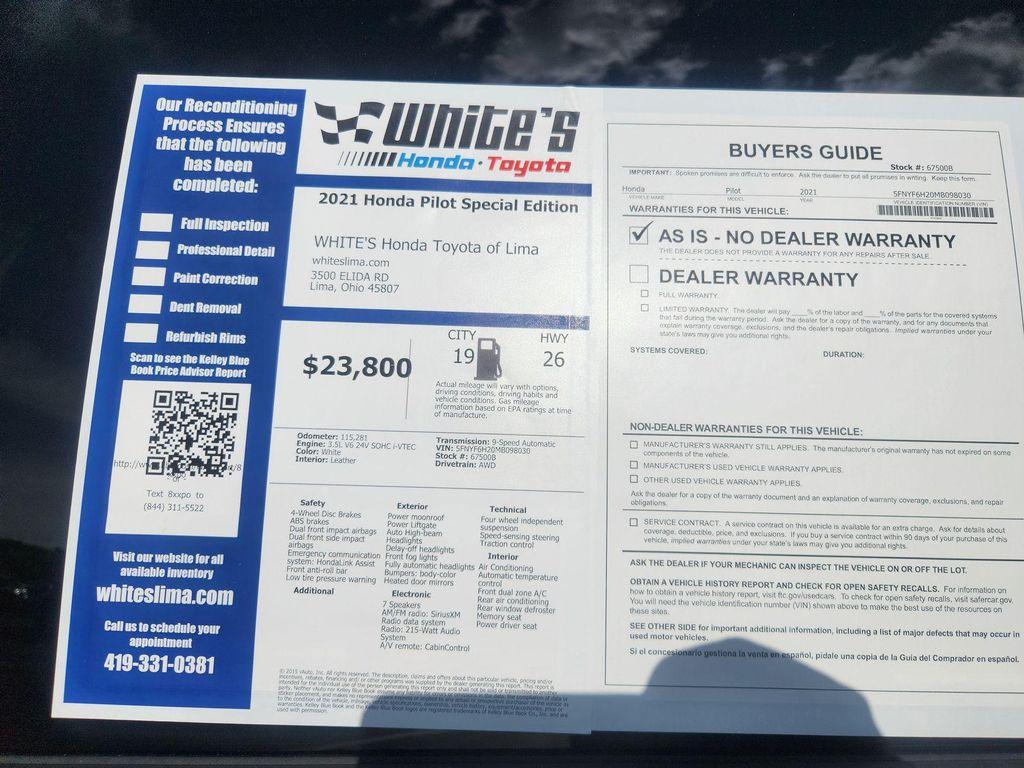 used 2021 Honda Pilot car, priced at $23,800