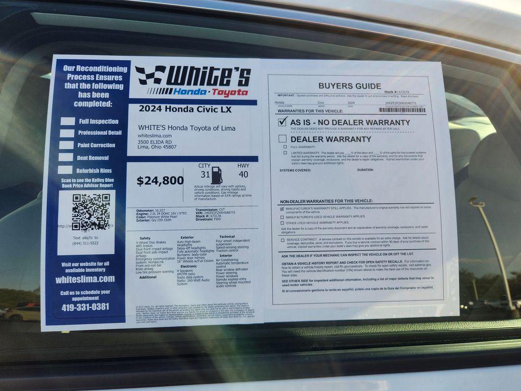 used 2024 Honda Civic car, priced at $24,800