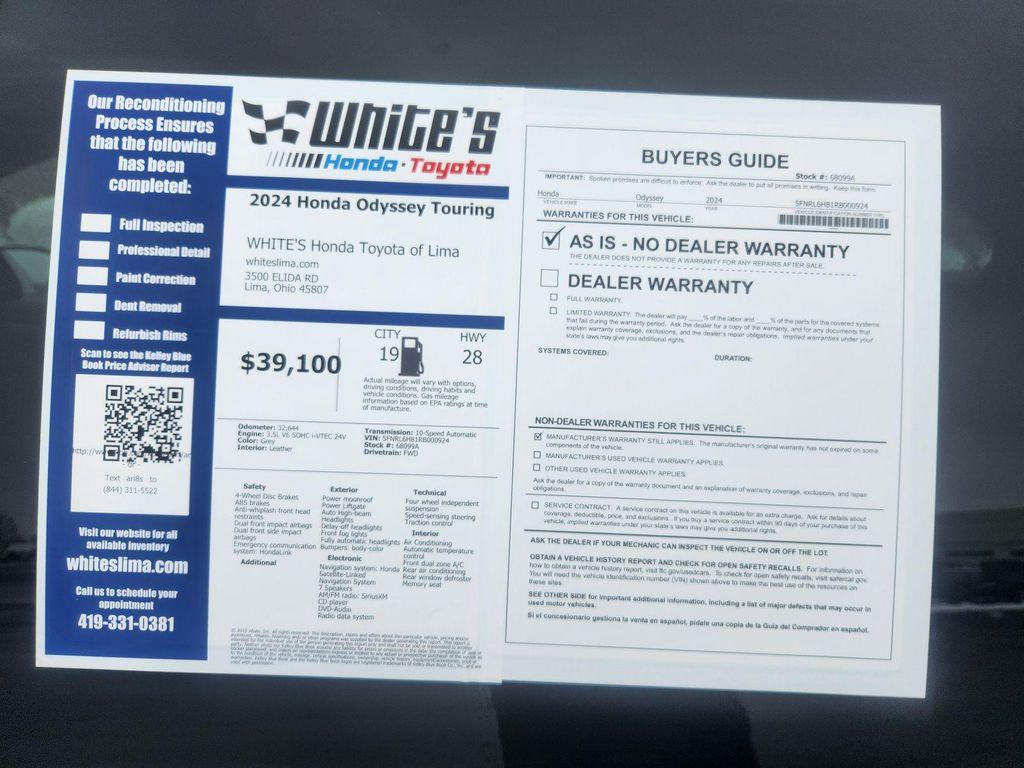 used 2024 Honda Odyssey car, priced at $39,100