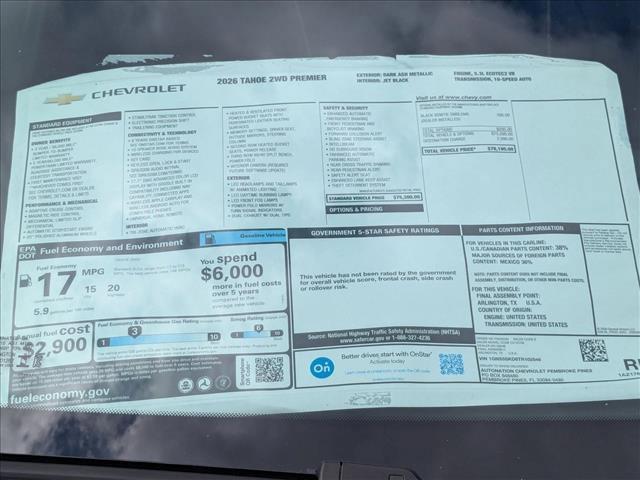 new 2026 Chevrolet Tahoe car, priced at $78,190