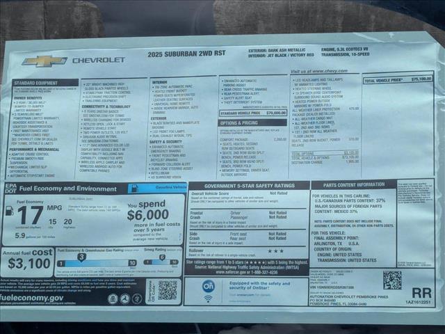 new 2025 Chevrolet Suburban car, priced at $73,100