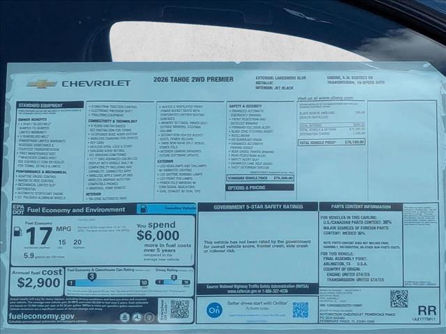 new 2026 Chevrolet Tahoe car, priced at $78,190