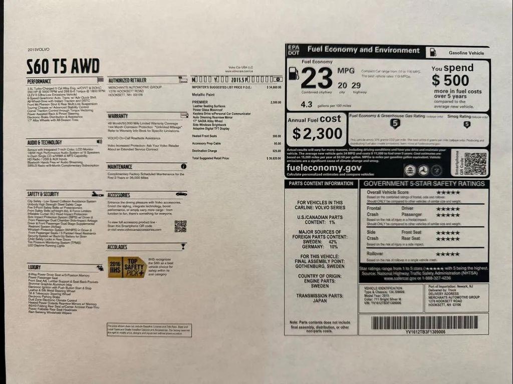 used 2015 Volvo S60 car, priced at $11,470