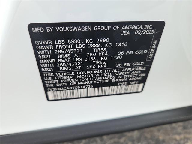 new 2026 Volkswagen Atlas car, priced at $55,738