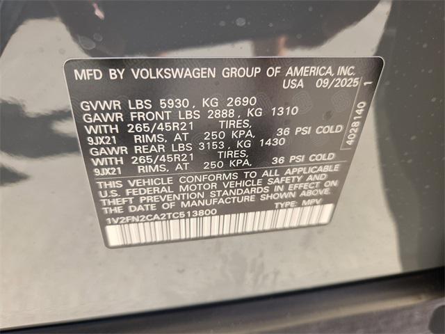 new 2026 Volkswagen Atlas car, priced at $55,738