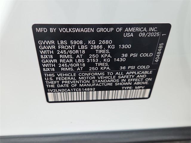 new 2026 Volkswagen Atlas car, priced at $40,832