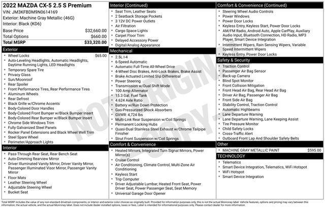 used 2022 Mazda CX-5 car, priced at $27,495