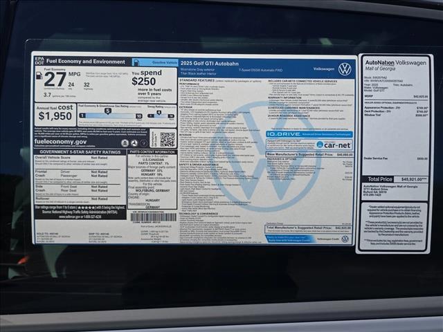 new 2025 Volkswagen Golf GTI car, priced at $41,486