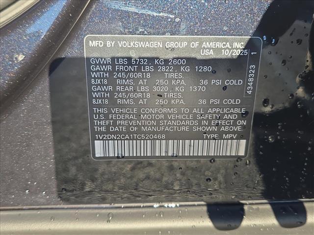 new 2026 Volkswagen Atlas car, priced at $40,402