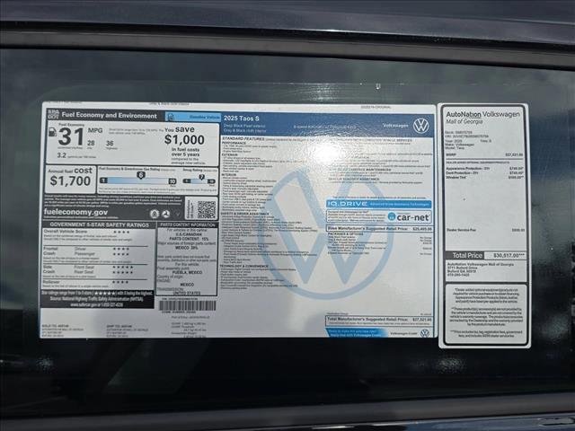 new 2025 Volkswagen Taos car, priced at $26,153