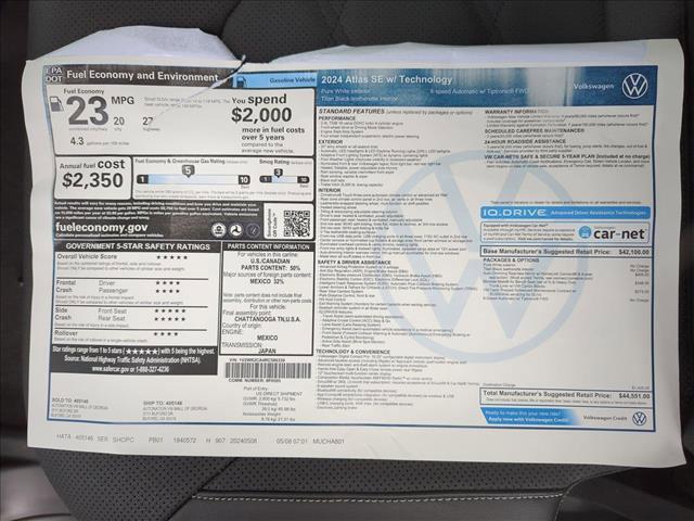 new 2024 Volkswagen Atlas car, priced at $40,434