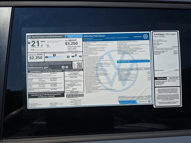 new 2026 Volkswagen Atlas car, priced at $48,482