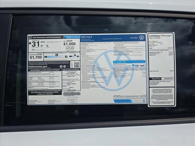 new 2025 Volkswagen Taos car, priced at $25,659