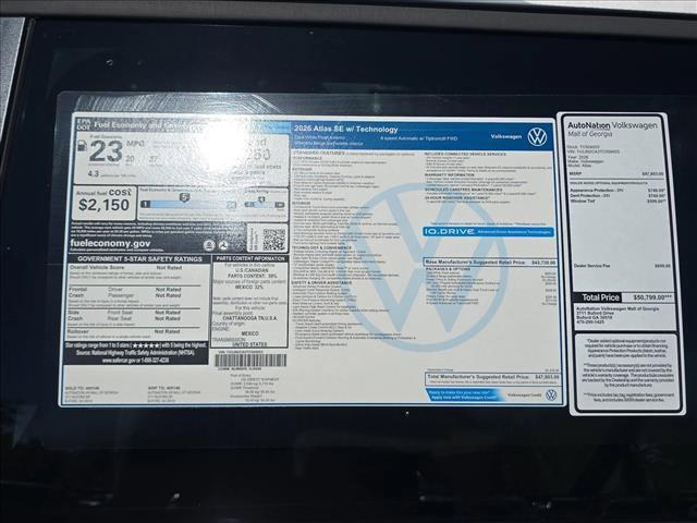 new 2026 Volkswagen Atlas car, priced at $43,039