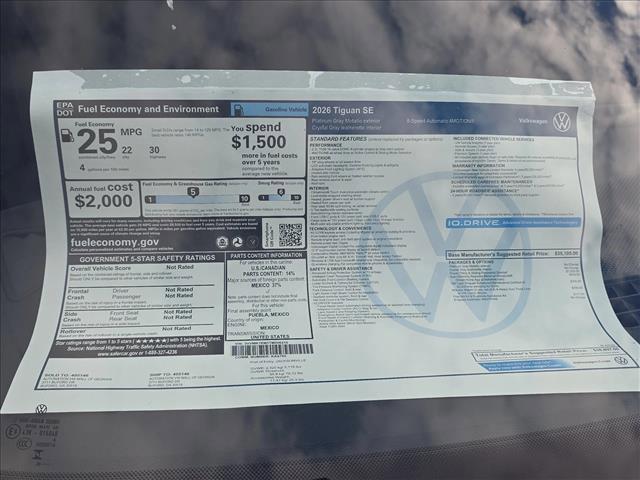 new 2026 Volkswagen Tiguan car, priced at $38,897