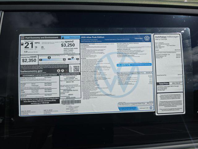 new 2026 Volkswagen Atlas car, priced at $47,947
