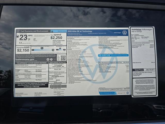 new 2026 Volkswagen Atlas car, priced at $43,582