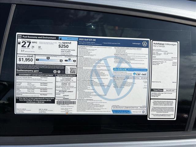 new 2025 Volkswagen Golf GTI car, priced at $38,125