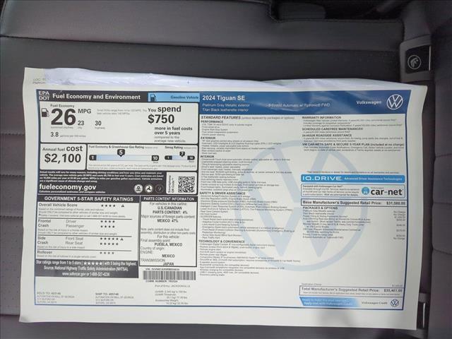 new 2024 Volkswagen Tiguan car, priced at $34,083