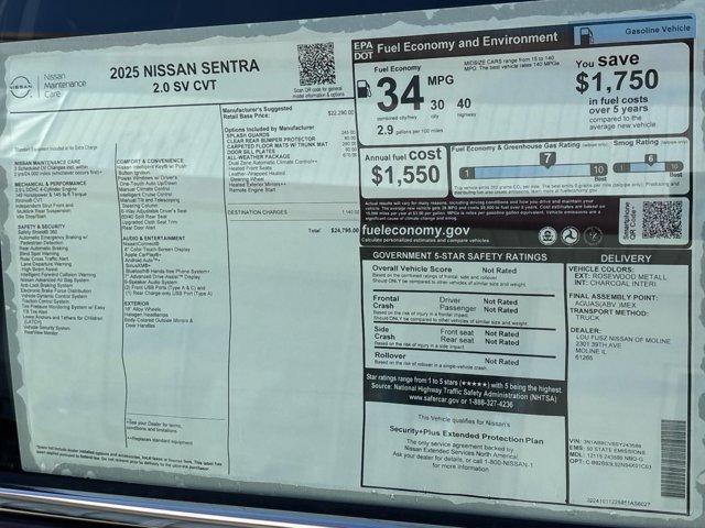 new 2025 Nissan Sentra car, priced at $24,295