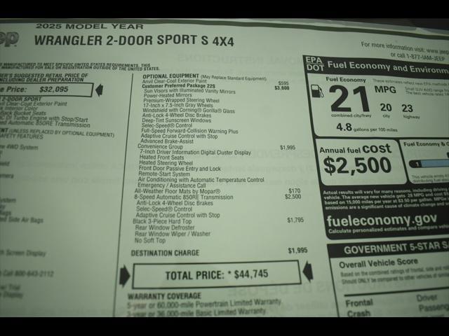new 2025 Jeep Wrangler car, priced at $40,364