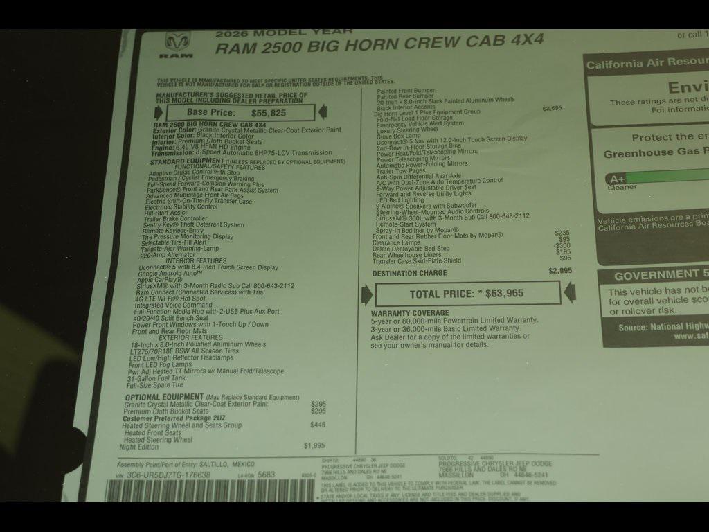 new 2026 Ram 2500 car, priced at $59,965