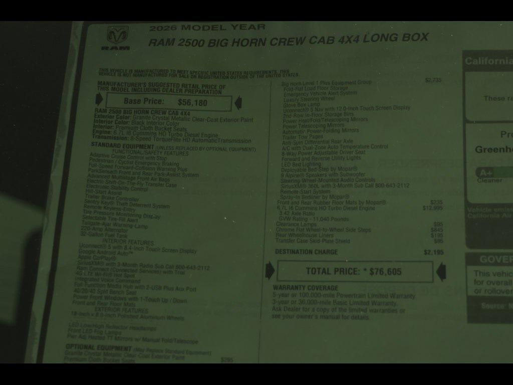 new 2026 Ram 2500 car, priced at $68,605