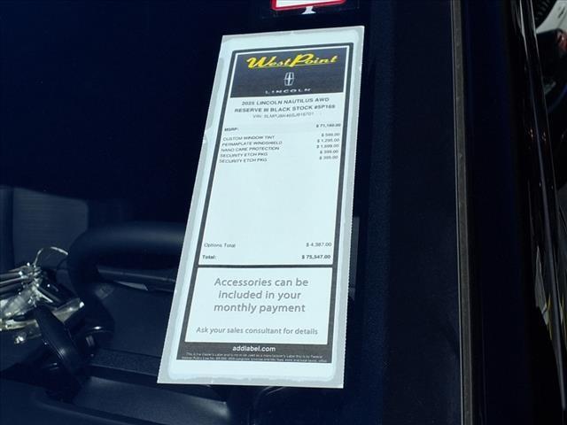 new 2025 Lincoln Nautilus car, priced at $64,343