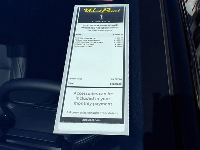 new 2025 Lincoln Nautilus car, priced at $53,616