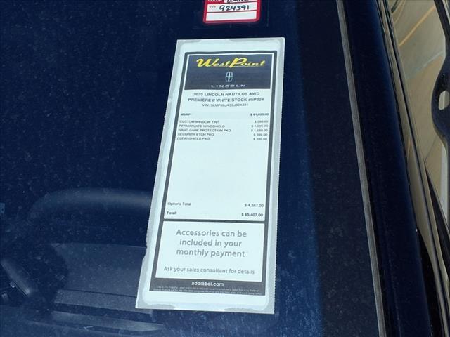 new 2025 Lincoln Nautilus car, priced at $55,743