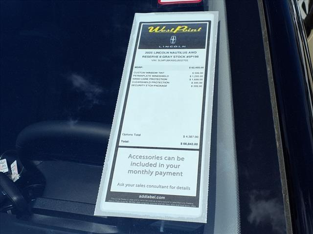 new 2025 Lincoln Nautilus car, priced at $59,957