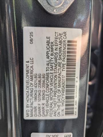 new 2025 Honda Accord car, priced at $30,463