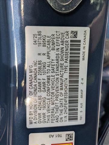 new 2025 Honda Civic Hybrid car, priced at $32,884