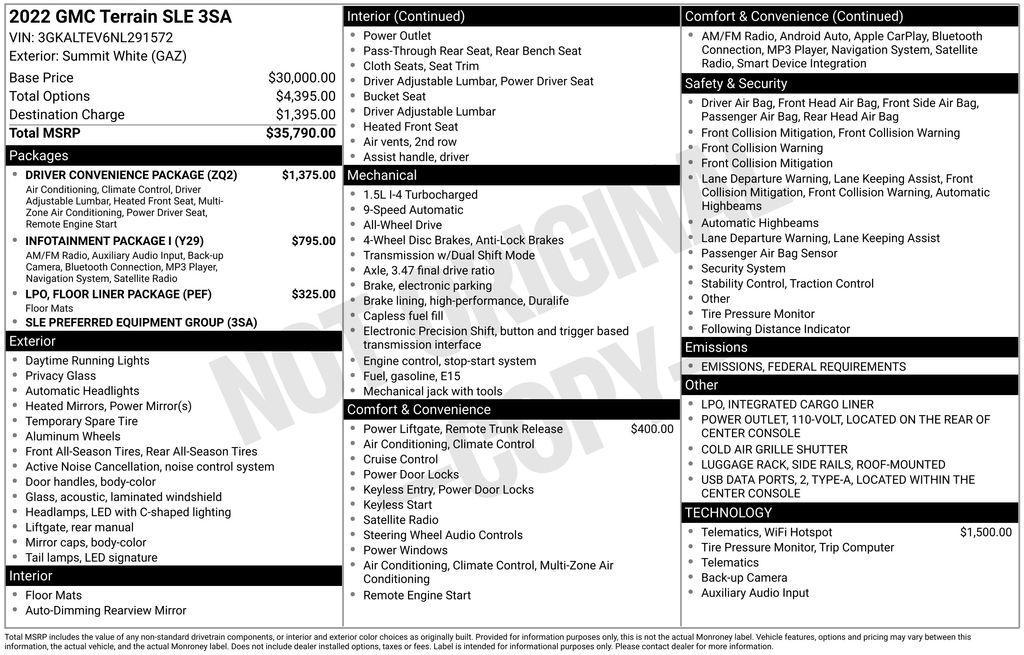 used 2022 GMC Terrain car, priced at $23,911