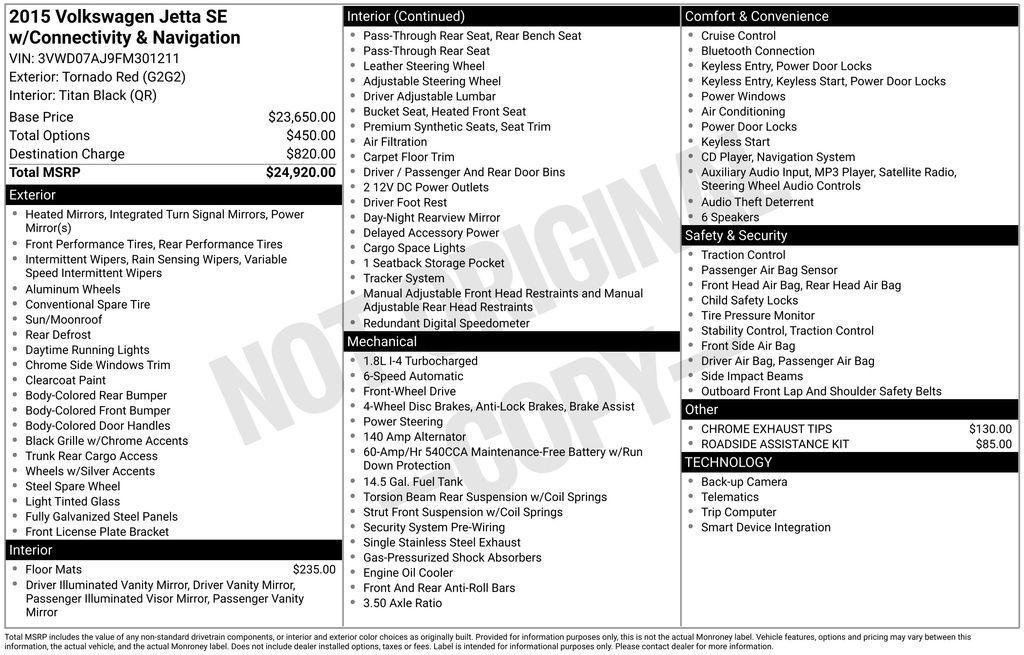 used 2015 Volkswagen Jetta car, priced at $5,955