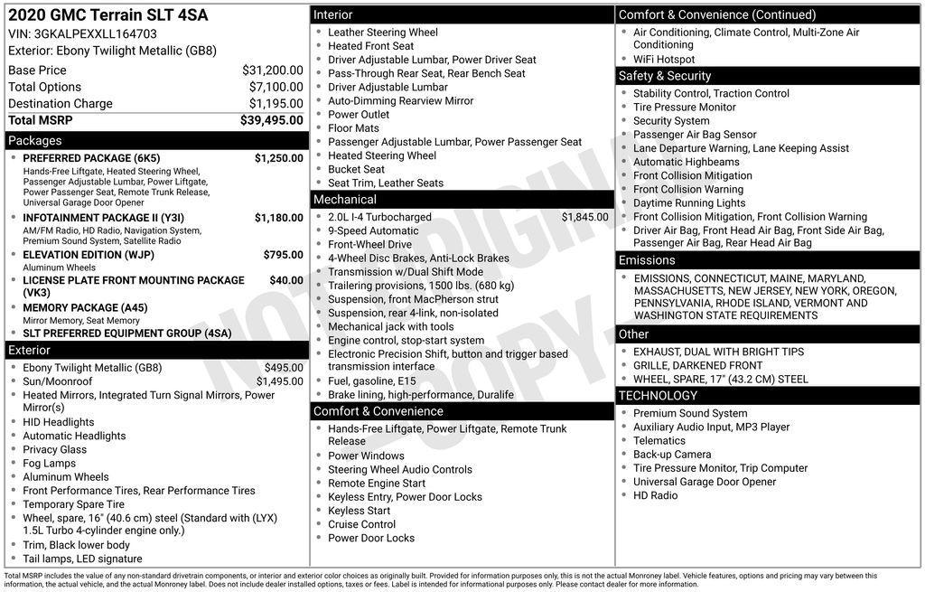 used 2020 GMC Terrain car, priced at $17,322