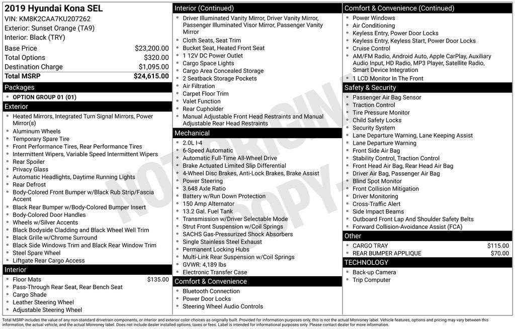 used 2019 Hyundai Kona car, priced at $13,511