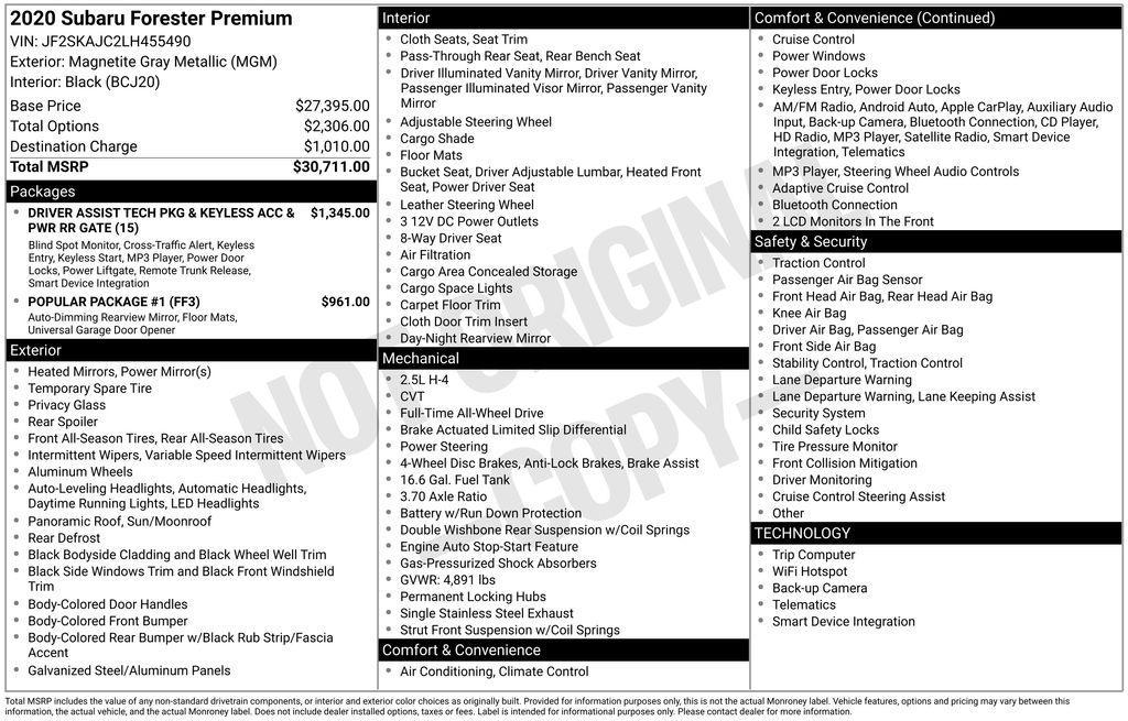 used 2020 Subaru Forester car, priced at $16,911