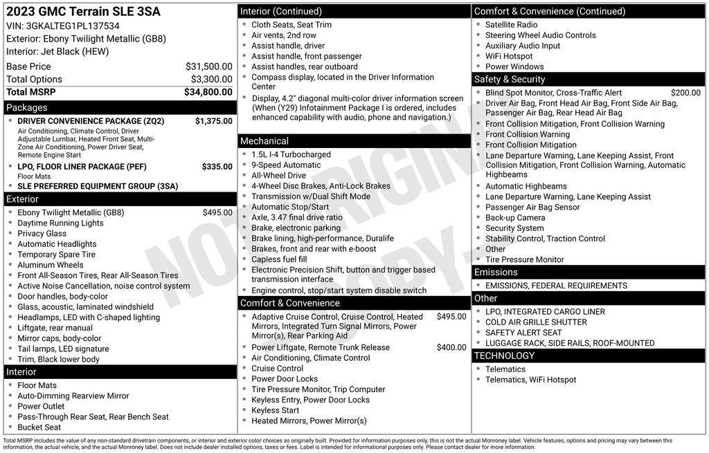 used 2023 GMC Terrain car, priced at $24,522