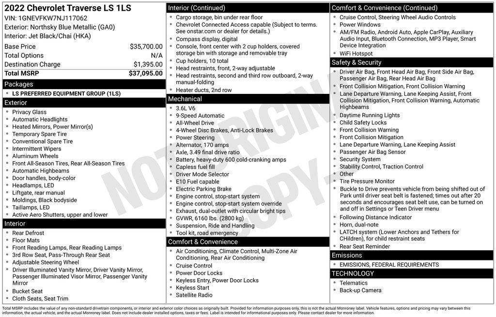 used 2022 Chevrolet Traverse car, priced at $24,511