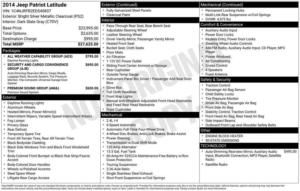 used 2014 Jeep Patriot car, priced at $4,933