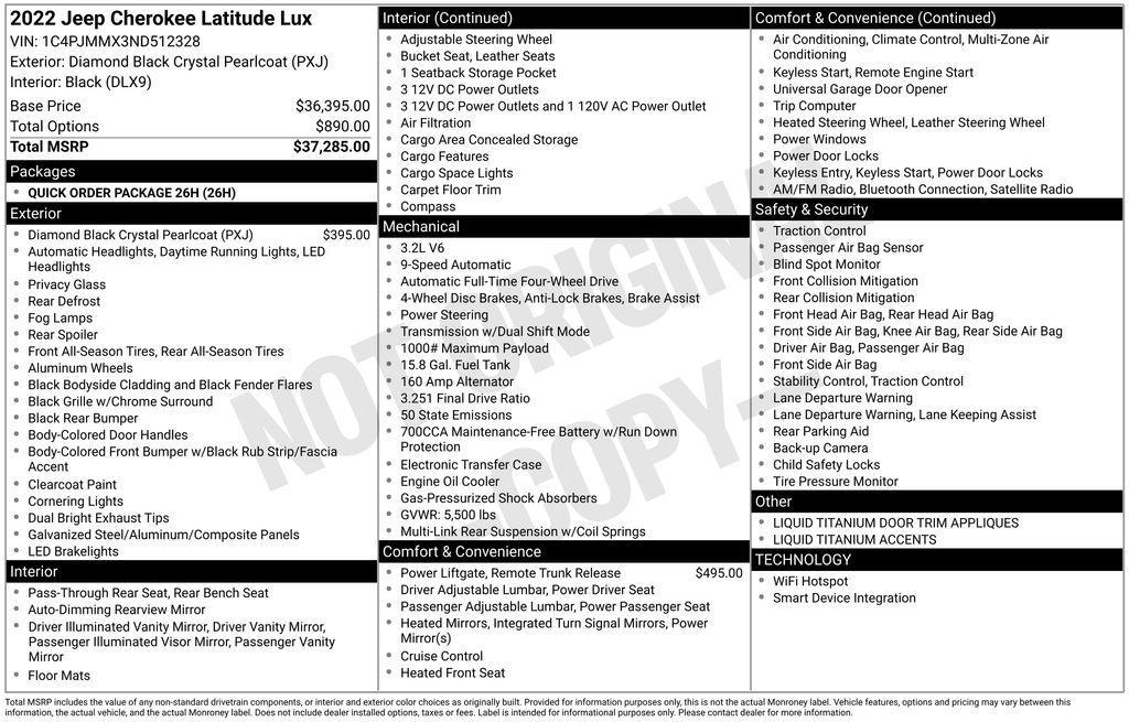 used 2022 Jeep Cherokee car, priced at $21,533