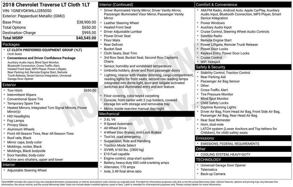 used 2018 Chevrolet Traverse car, priced at $13,522