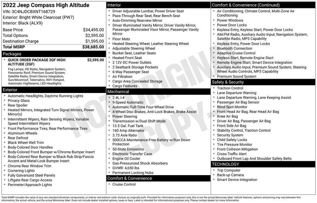 used 2022 Jeep Compass car, priced at $21,433